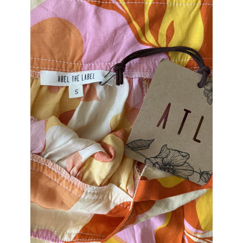 Abel The Label Dress Womens Small Orange Pink Floral Maxi Sundress Tropical - Picture 4 of 11
